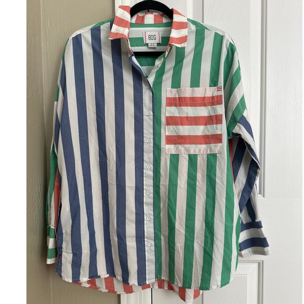 Urban Outfitters UO BDG Frankie Spliced Button‎ Down Shirt - Picture 4 of 10